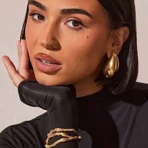 NWT Big Gold Bottega WATER DROP TEARDROP dangle drop earrings Statement Trendy